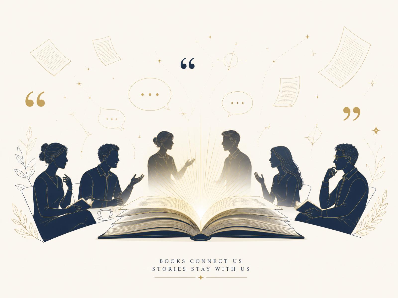 Readers gathered in conversation around an open book